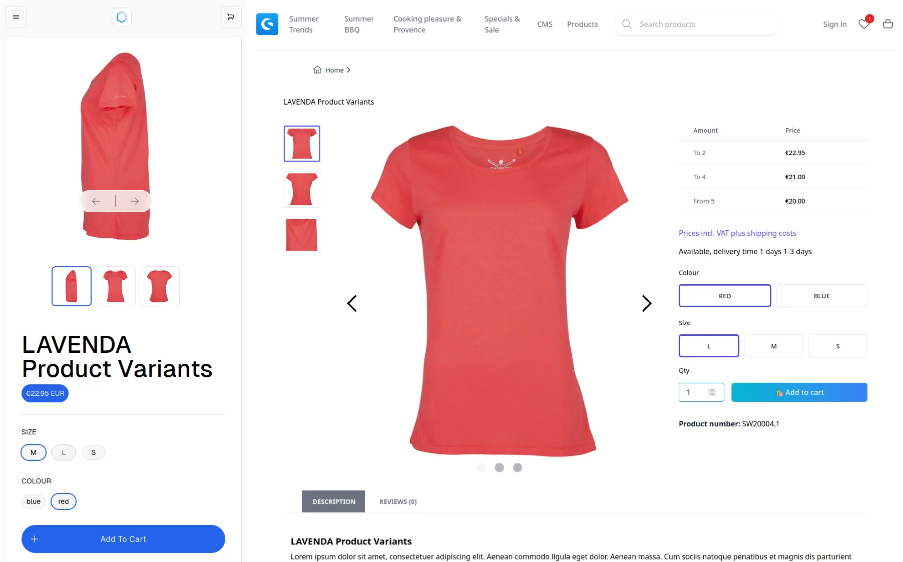 Shopware Variant Selection (headless)